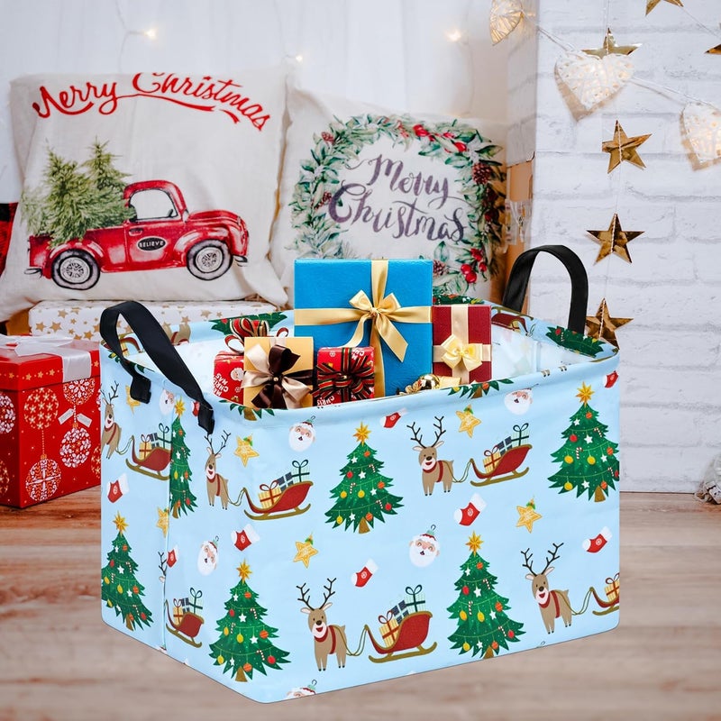 KUNRO Christmas Gift Storage Basket Rectangle Storage Organizer for Nursery Hamper Home Bedroom Laundry Hamper Shelf Baskets. - Image 3